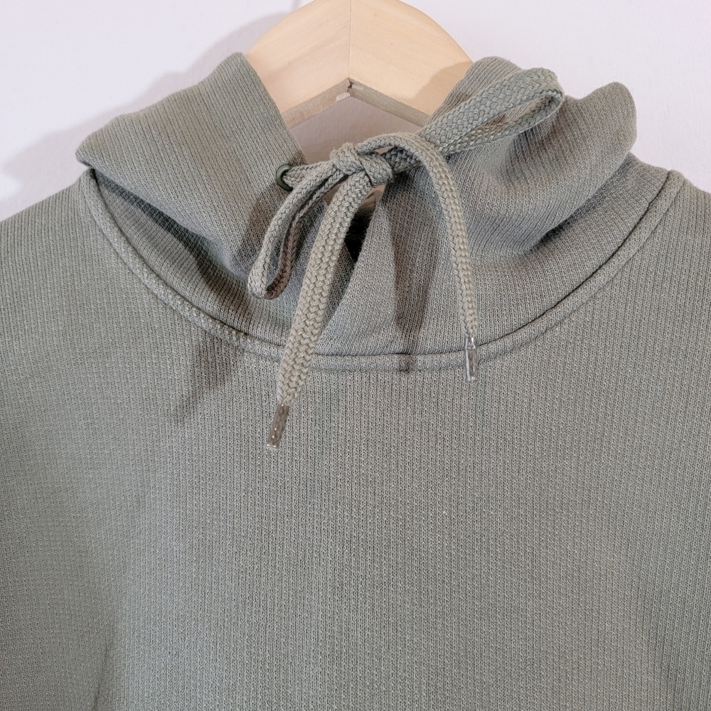 Folk Men's Green Hoodie Sz 5/XL 100% Organic Cotton Waffle Knit Old Money EUC - Picture 3 of 12